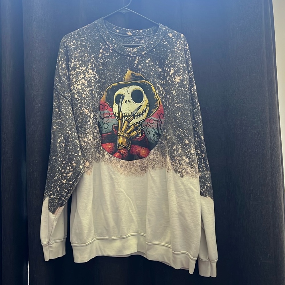 Custom bleached jack Skellington sweatshirt